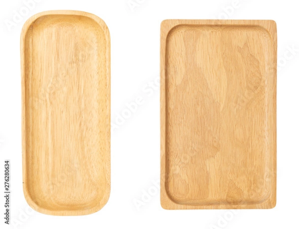 Fototapeta wooden tray  dishware  isolated on white background,top view