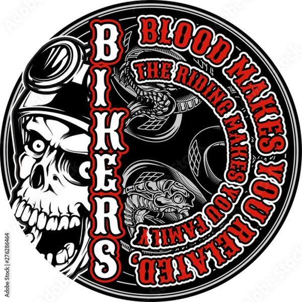 Obraz bikers quote with skull hand drawing vector
