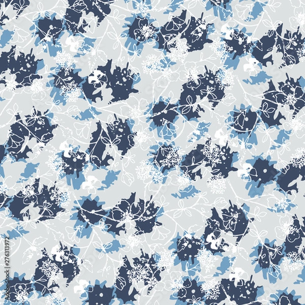 Fototapeta Floral bouquet vector pattern with small flowers and leaves