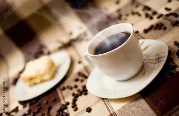 Obraz Gorąca kawa i ciasto