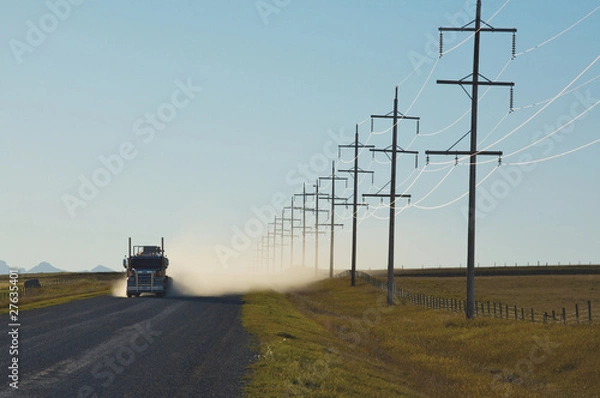 Obraz Truck and power lines