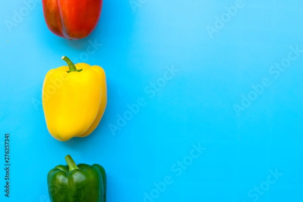 Obraz Summer of sweet bell pepper on blue background.