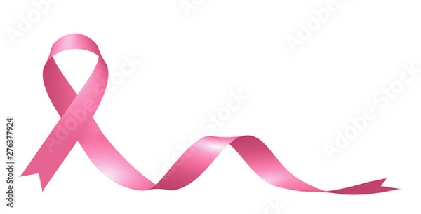 Fototapeta Realistic pink ribbon isolated on white background.