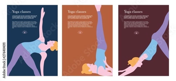 Obraz Vector flat style design template for yoga flyer.