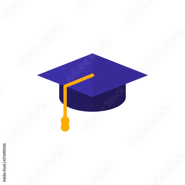 Obraz academic cap flat vector icon