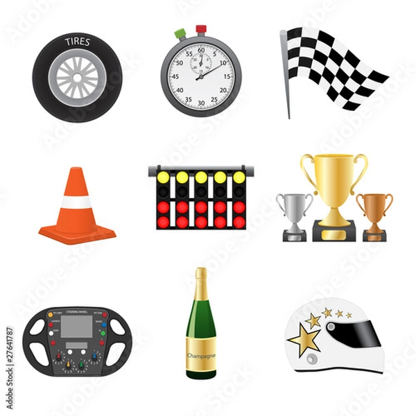 Obraz Race objects icons. Vector illustration.