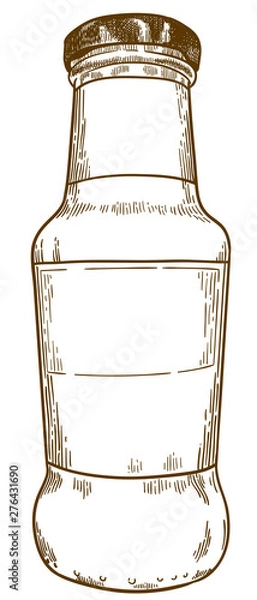 Fototapeta engraving drawing illustration of sauce bottle