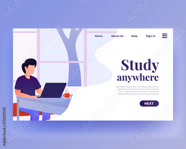 Obraz Landing page template of Online education. Modern flat design concept of web page design for website and mobile website. Easy to edit and customize. Vector illustration