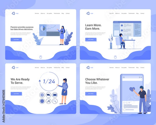 Obraz Set of landing page template for web and app development