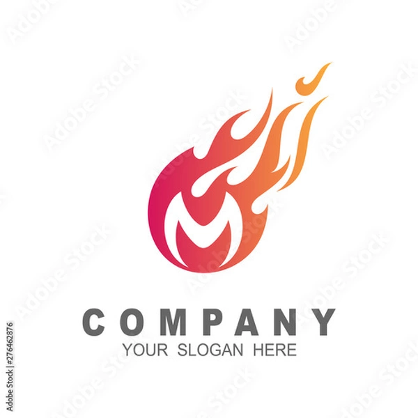 Fototapeta logo letter m and comet . speed , m, meteor design vector