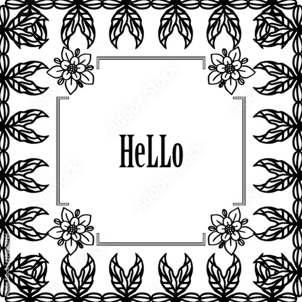 Obraz Vector illustration lettering hello with crowd of flower frame