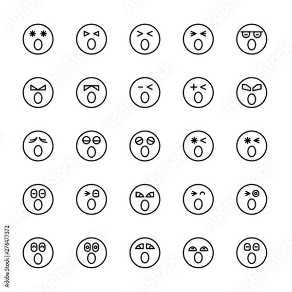 Fototapeta emoticon icons line circle buttons