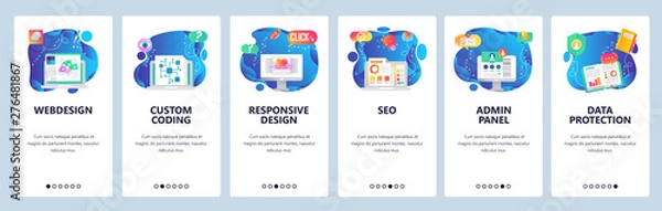 Fototapeta Website and mobile app onboarding screens vector template