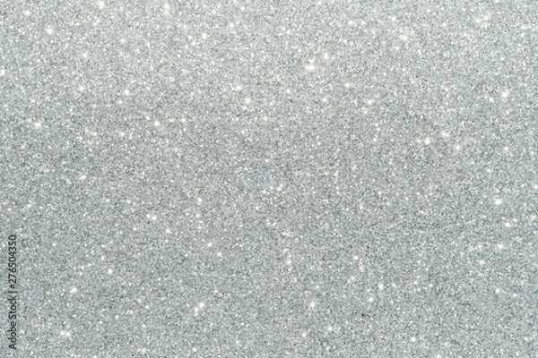 Fototapeta Silver sparkle glitter abstract bokeh background Christmas	