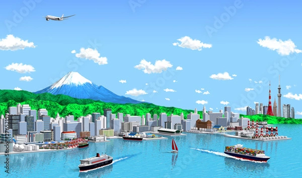 Obraz 富士山と東京遠望