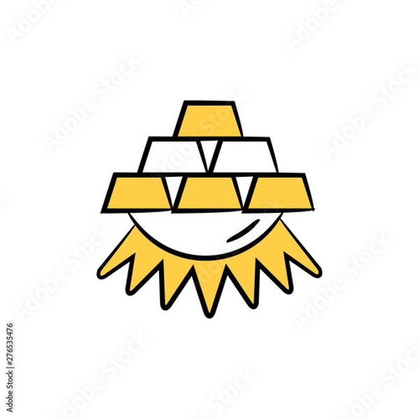 Fototapeta gold in nest icon yellow hand drawn theme for passive income concept