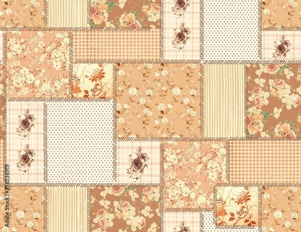 Fototapeta set of seamless patterns use to curtain, upholstery fabric and wear design.
