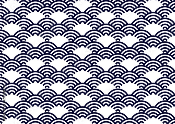 Fototapeta 青海波　文様　和風　背景　紺