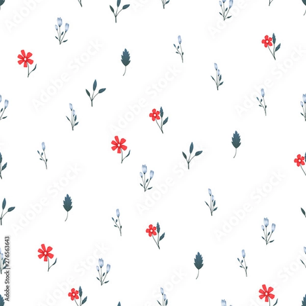 Fototapeta Seamless pattern Vector floral design with roses . Romantic background print