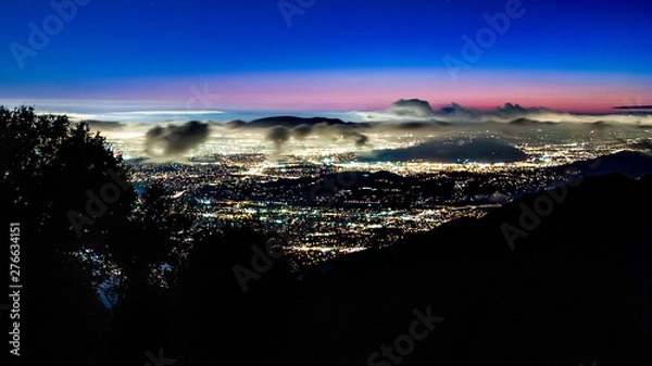 Fototapeta Cloud-Covered City Lights from Mt. Wilson