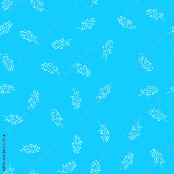 Fototapeta Vintage cotton seamless vector drawn, great design for any purposes. Freehand sketch vector illustration. Seamless pattern simple design. Cotton blue background. Botanical pattern. Line art