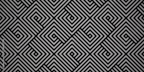 Fototapeta Abstract geometric pattern with stripes, lines. Seamless vector background. Black and grey ornament. Simple lattice graphic design