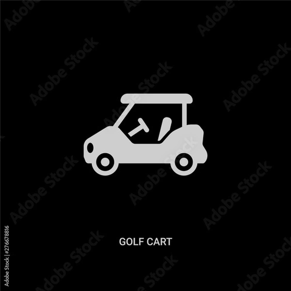 Fototapeta white golf cart vector icon on black background. modern flat golf cart from transportation concept vector sign symbol can be use for web, mobile and logo.