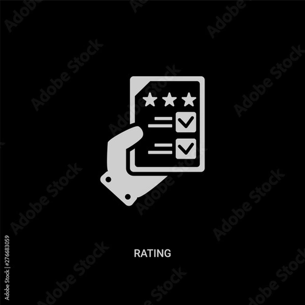 Fototapeta white rating vector icon on black background. modern flat rating from blogger and influencer concept vector sign symbol can be use for web, mobile and logo.