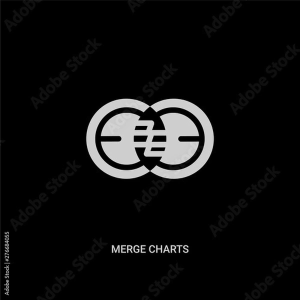 Fototapeta white merge charts vector icon on black background. modern flat merge charts from business and analytics concept vector sign symbol can be use for web, mobile and logo.