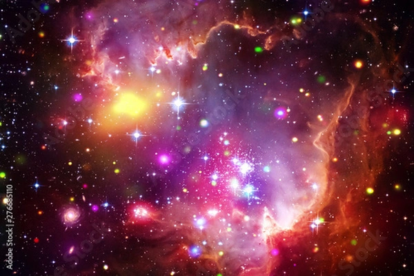 Fototapeta Gromada gwiazd i galaktyka. Elementy tego obrazu dostarczone przez NASA.