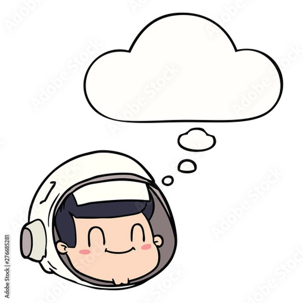 Obraz cartoon astronaut face and thought bubble