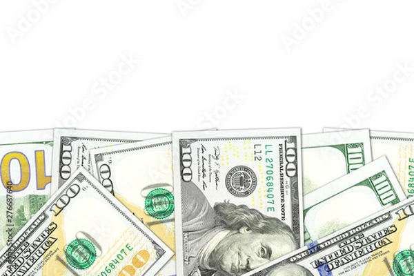 Obraz some 100 us-dollar bank notes with copyspace