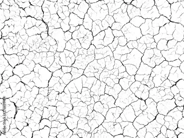 Obraz Structure cracked soil ground earth texture on white background, desert cracks,Dry surface Arid in drought land floor has many grooves and scratches.for overlay or print background