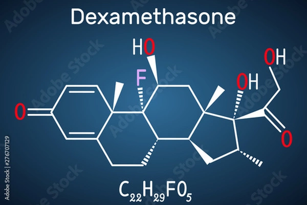 Fototapeta Is used to treat arthritis, immune and hormone system disorders, allergic reactions. Structural chemical formula