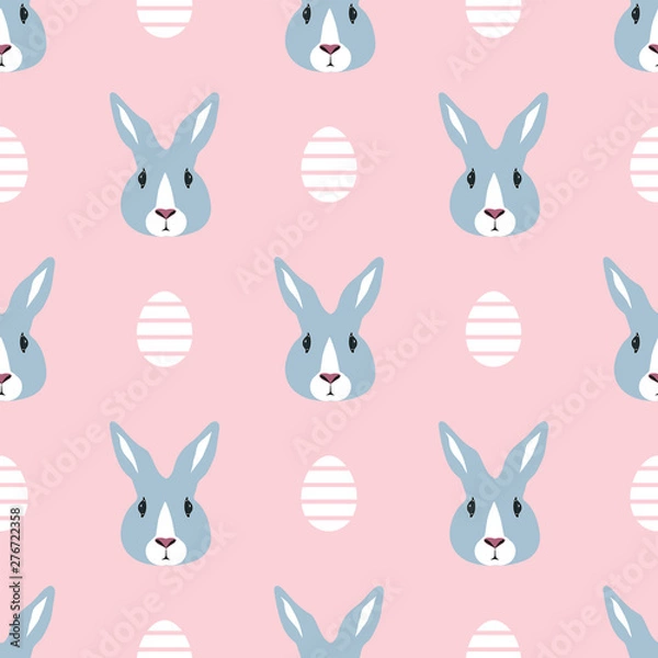 Fototapeta Pattern with Easter bunnies and eggs. Seamless vector background