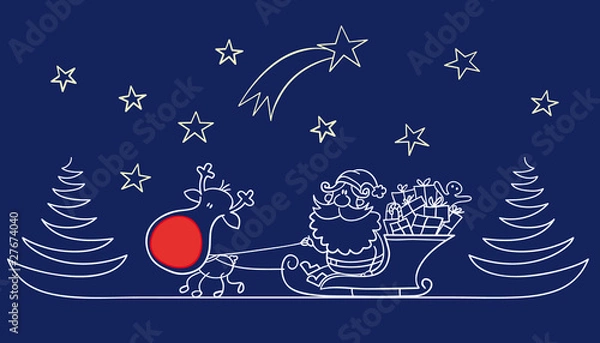 Obraz weihnachtsmann mit schlitten