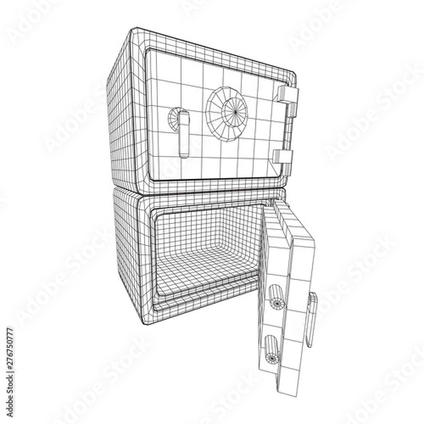 Fototapeta Metal bank vault safe. Wireframe low poly mesh vector illustration
