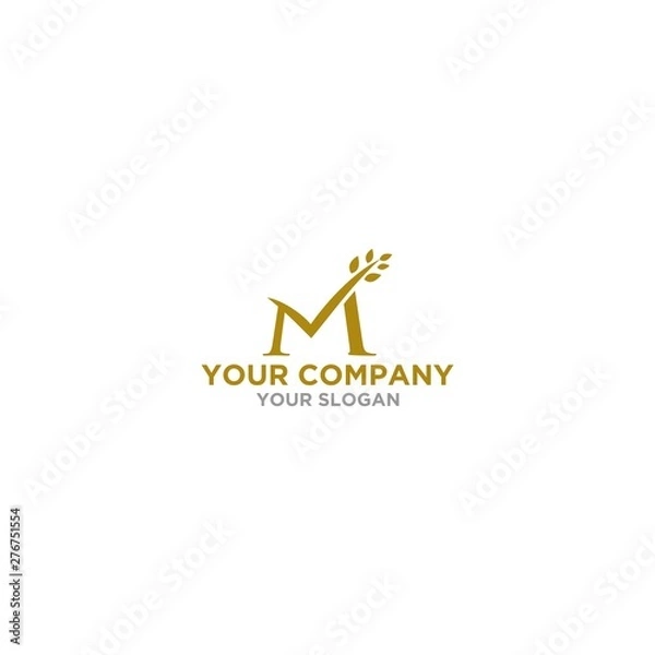 Fototapeta M Wheat Logo Design Vector