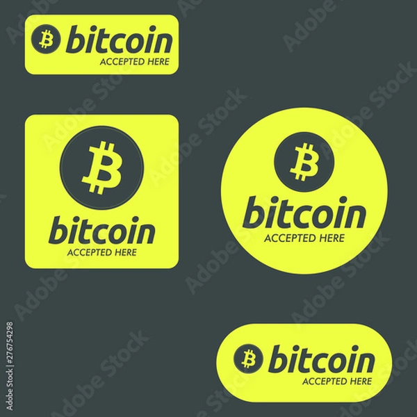 Obraz Bitcoin Accepted here Payment Buttons Set