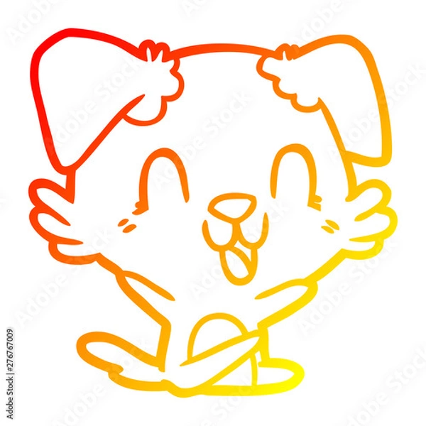 Obraz warm gradient line drawing laughing cartoon dog