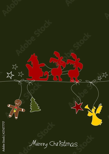 Obraz Weihnachtskarte mit Schlitten