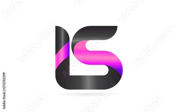 Obraz pink black alphabet letter IS I S combination logo icon design