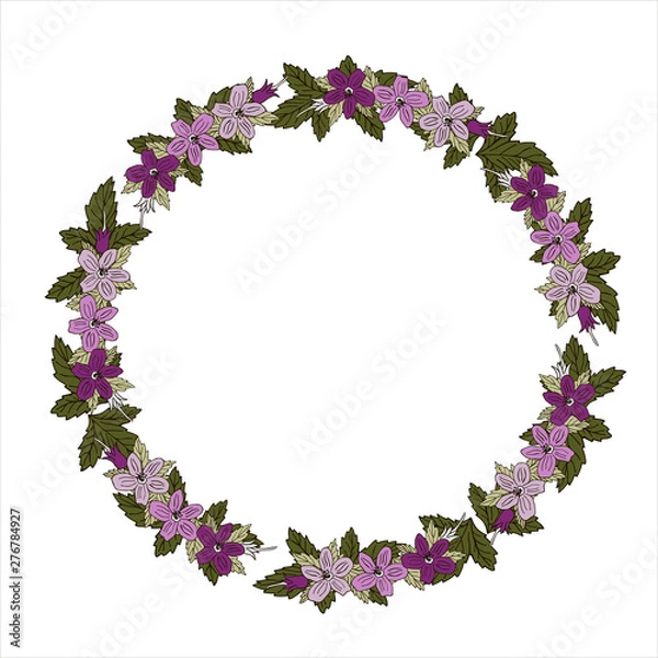 Fototapeta Wreath of flovers, can be used as greeting card, invitation card for wedding, birthday and other holiday and summer background