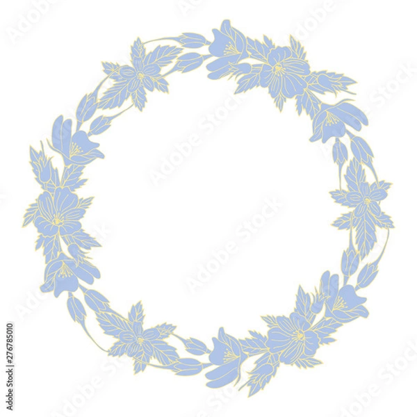 Fototapeta Wreath of flovers, can be used as greeting card, invitation card for wedding, birthday and other holiday and summer background