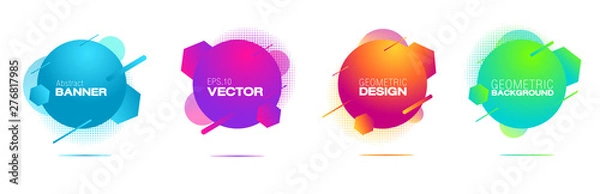 Fototapeta Geometric badges set.Circles, lines and patterns composition.