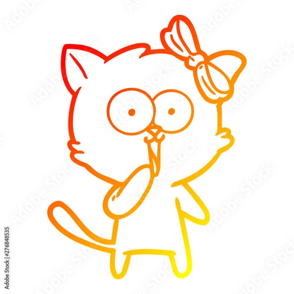 Obraz warm gradient line drawing cartoon cat