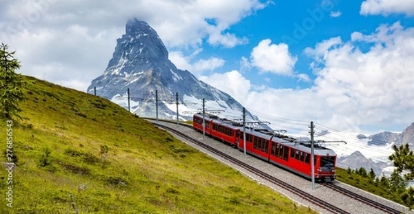 Obraz Swiss beauty, view to rack railway under breathtaking Matterhorn,Zermatt,Valais,Switzerland,Europe