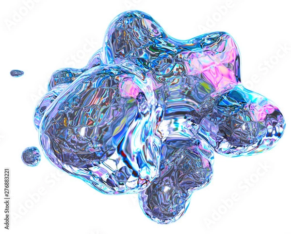 Fototapeta Abstract holographic crumbled foil shape. It can be used in print and web design