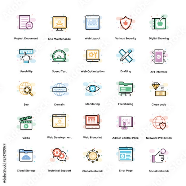 Obraz Web Development Flat Icons Pack 