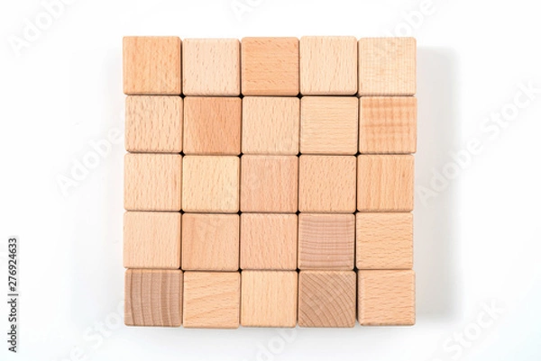 Obraz Wooden toy blocks isolated on white background. Clipping path included.